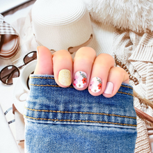 Load image into Gallery viewer, Pink &amp; Gold Floral Garden Nail Wraps
